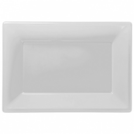 White Plastic Serving Platters 3pc