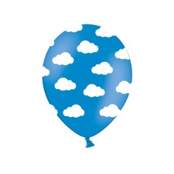 White clouds in blue balloons 5pc