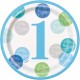 Blue Dots Boy's 1st Birthday Plates