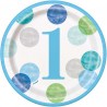 Blue Dots Boy's 1st Birthday Plates