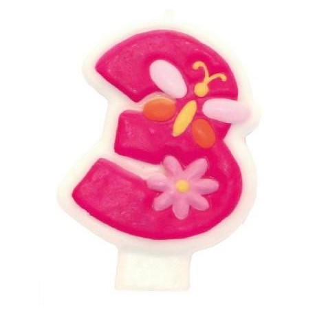 Candela Numerale Rosa 3