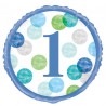 Blue Dots 1st Birthday Foil Balloon