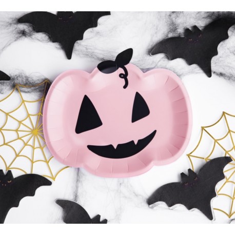 Pink Pumpkin Halloween Plates