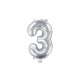 Number 3 Silver Foil Balloon