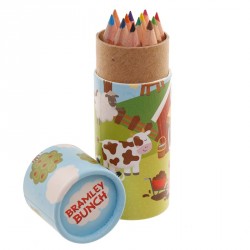 Tubo con matite colorate per regalini festa Fattoria