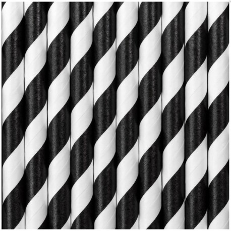 Black Striped Paper Straws 250pc