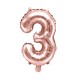 Number 3 Rose Gold Foil Balloon