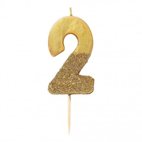 Candelina Numerale Oro con Glitter 2