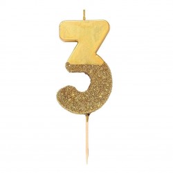 Candelina Numerale Oro con Glitter 3