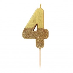 Candelina Numerale Oro con Glitter 4