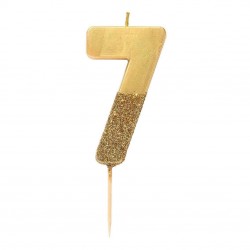 Candelina Numerale Oro con Glitter 7