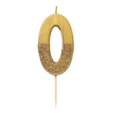 Candelina Numerale Oro con Glitter 0