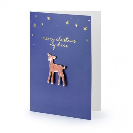 Christmas card with Reindeer Pin