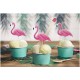 Turquoise Ice cream cups with flamingo toppers