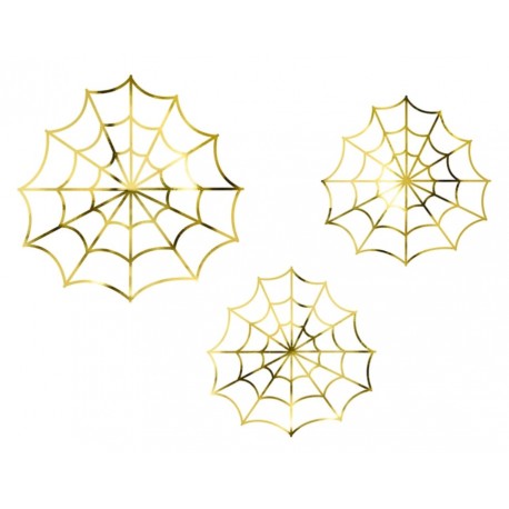 Set of 3 gold foil spiderweb for Halloween party decoration