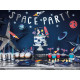 Banner "Space Party" in mirror silver paper