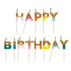 Set Candeline per torta compleanno "Happy Birthday"