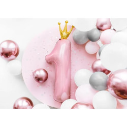 Pink One Foil Balloon with Crown