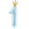 Light Blue One Foil Balloon with Crown