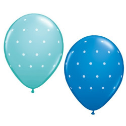 Assorted Dark Blue and Caribbean Blue Dots Latex Balloons