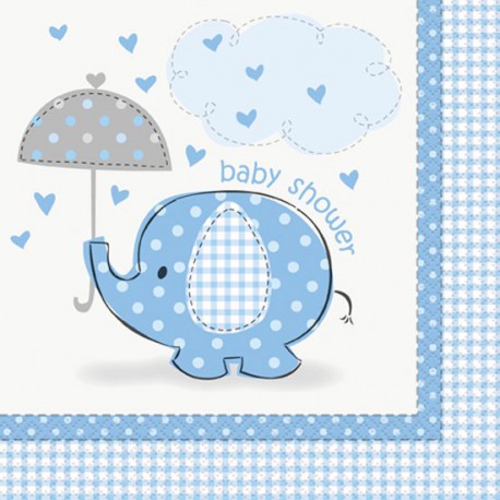 Tovaglioli Elefantino Azzurro - Festa Baby Shower Bimbo