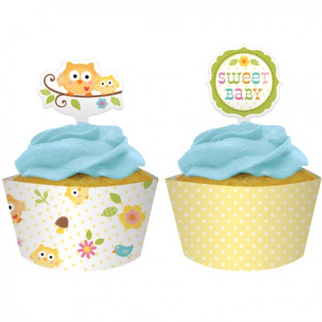 Cupcake Wrapers con Decorazione Civetta